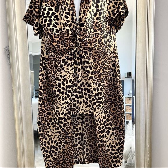 LEOPARD Animal Print V-Neck Maxi Dress Woman Size 1XL - Picture 4 of 7